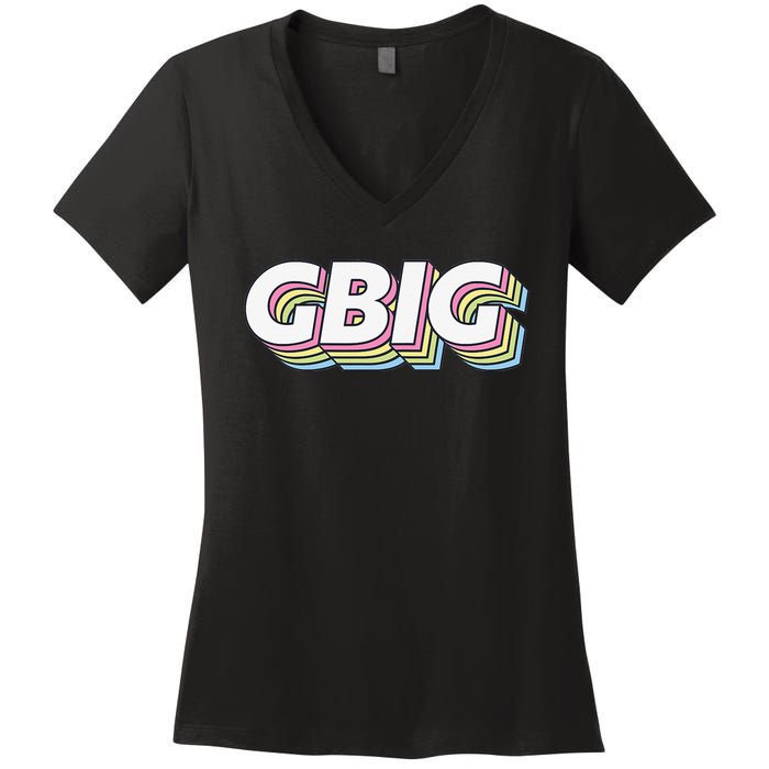 Retro GBig Reveal Sorority Little Sister Big Little Week Women's V-Neck T-Shirt