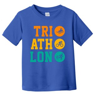 Retro Graphic Run Bike Swim Triathlon Triathlete Sports Funny Gift Toddler T-Shirt