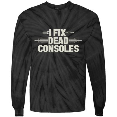 Retro Gaming Repair Vintage Console Restoration Arcade Fix Tie-Dye Long Sleeve Shirt