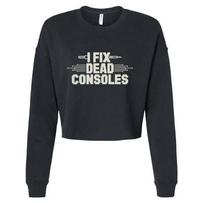 Retro Gaming Repair Vintage Console Restoration Arcade Fix Cropped Pullover Crew
