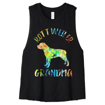 Rottweiler Grandma Rottie Grandma Funny Rottweiler Owner Women's Racerback Cropped Tank