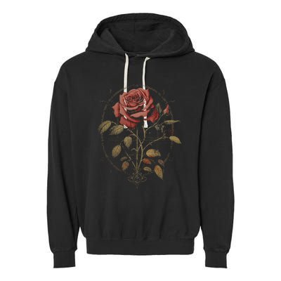 Red Goth Rose Flowers Witchcraft Gothic Aesthetic Garment-Dyed Fleece Hoodie