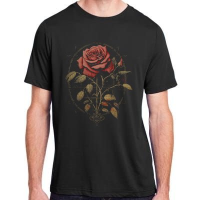 Red Goth Rose Flowers Witchcraft Gothic Aesthetic Adult ChromaSoft Performance T-Shirt