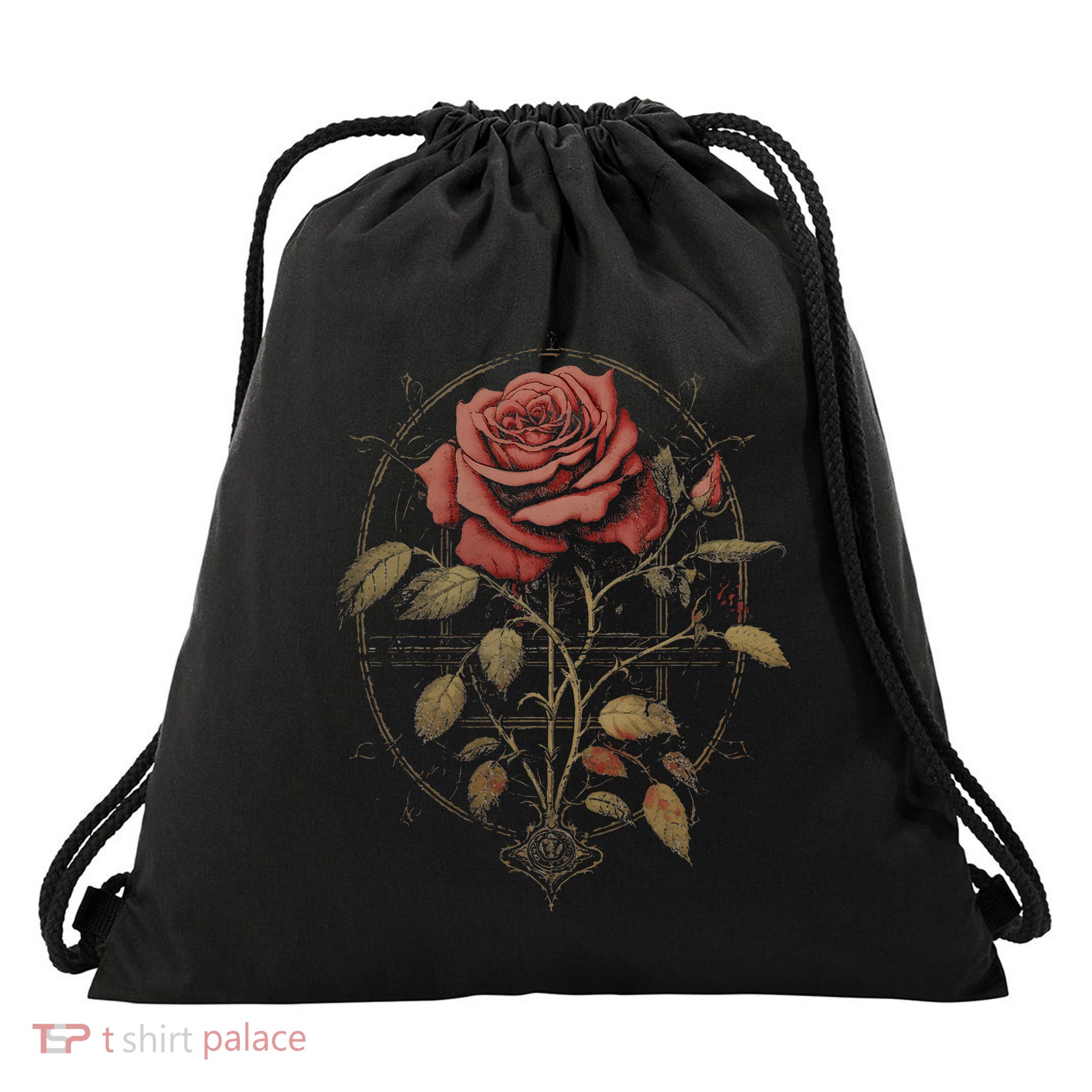 Red Goth Rose Flowers Witchcraft Gothic Aesthetic Drawstring Bag