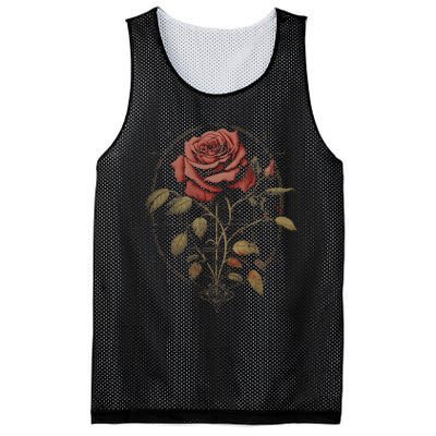 Red Goth Rose Flowers Witchcraft Gothic Aesthetic Mesh Reversible Basketball Jersey Tank