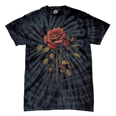 Red Goth Rose Flowers Witchcraft Gothic Aesthetic Tie-Dye T-Shirt