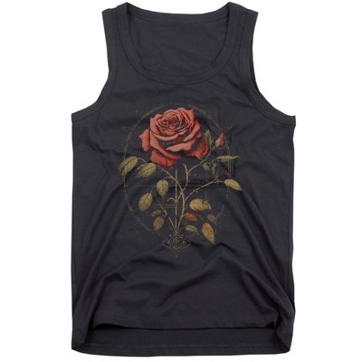 Red Goth Rose Flowers Witchcraft Gothic Aesthetic Tank Top