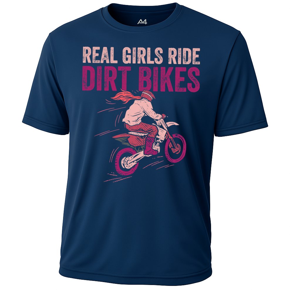 Real Girl Ride Dirt Bikes Dirt Biking Offroad Motorcycle Cooling Performance Crew T-Shirt