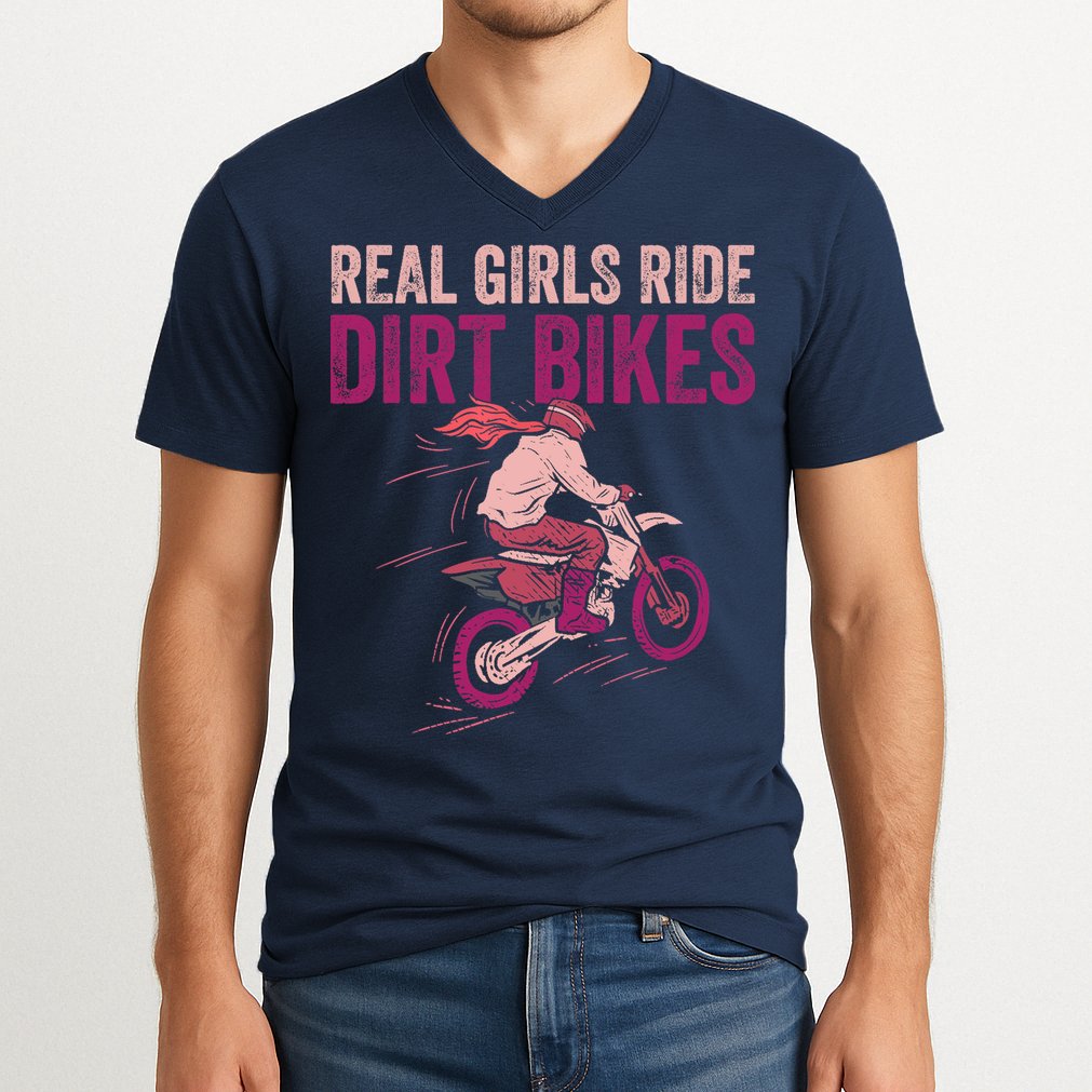 Real Girl Ride Dirt Bikes Dirt Biking Offroad Motorcycle V-Neck T-Shirt