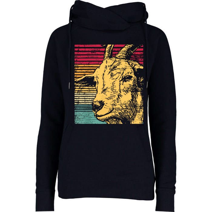 Retro Goat Womens Funnel Neck Pullover Hood