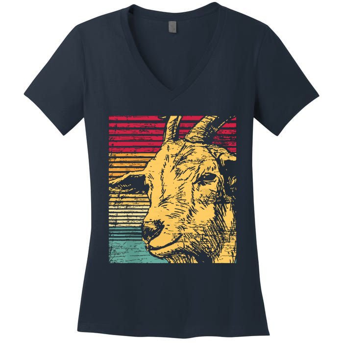 Retro Goat Women's V-Neck T-Shirt