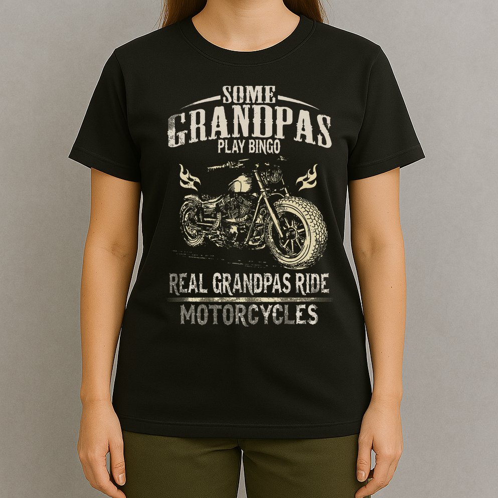 Real Grandpas Ride Motorcycle Tee Biker Grandpa T-Shirt
