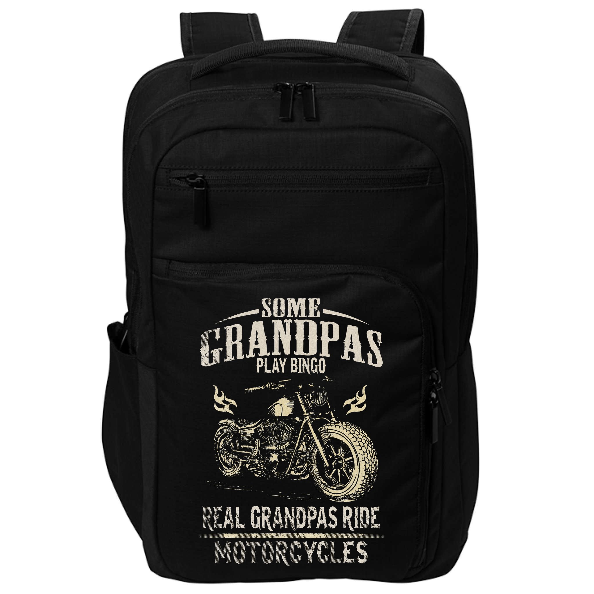 Real Grandpas Ride Motorcycle Tee Biker Grandpa Impact Tech Backpack