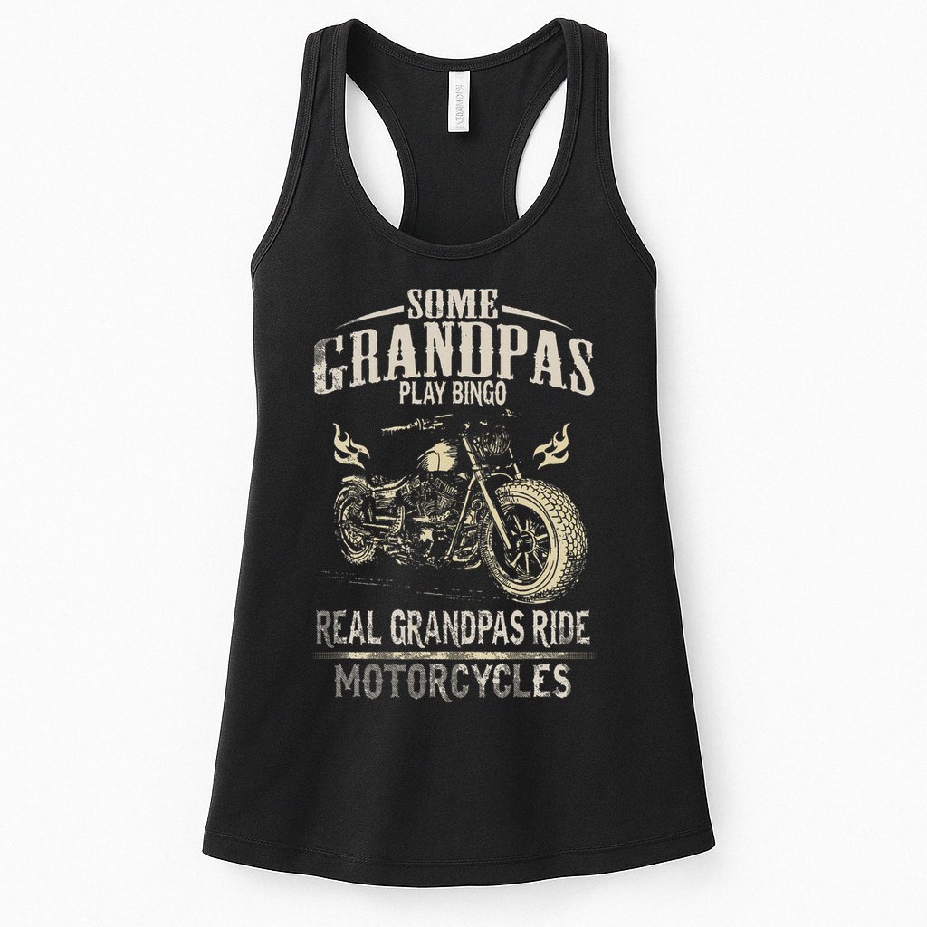 Real Grandpas Ride Motorcycle Tee Biker Grandpa Womens Tank Top