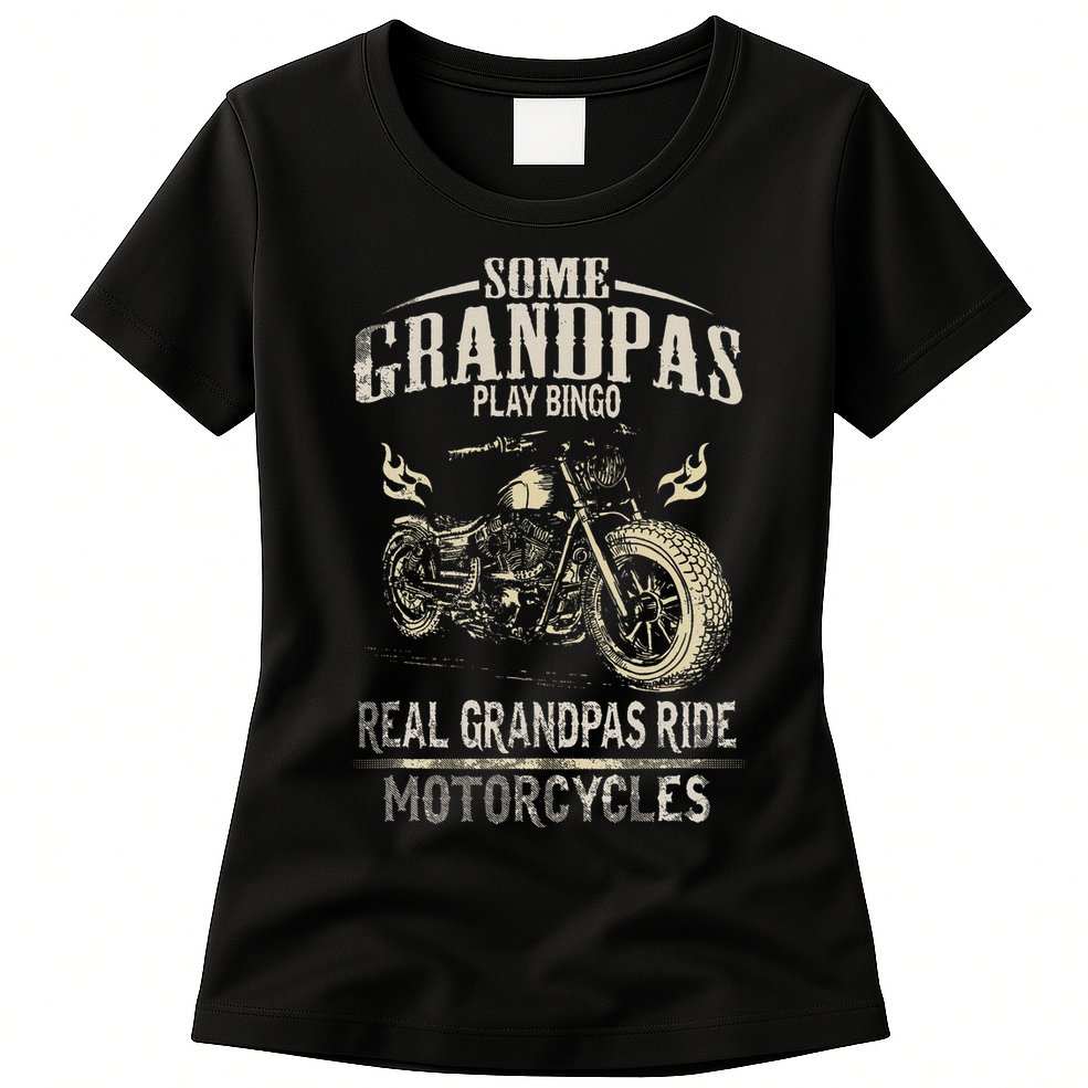 Real Grandpas Ride Motorcycle Tee Biker Grandpa Womens T-Shirt