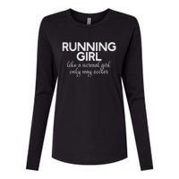 Running Girl Womens Cotton Relaxed Long Sleeve T-Shirt