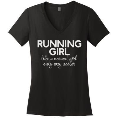 Running Girl Women's V-Neck T-Shirt