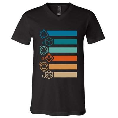 Rpg Gamer Retro Polyhedral D20 Dice Set Nerdy V-Neck T-Shirt