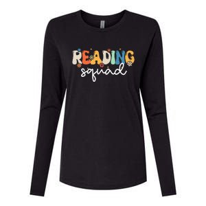 Retro Groovy Reading Squad Girls Cute Reading Teacher Womens Cotton Relaxed Long Sleeve T-Shirt