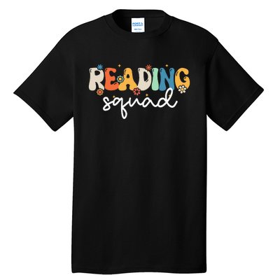 Retro Groovy Reading Squad Girls Cute Reading Teacher Tall T-Shirt