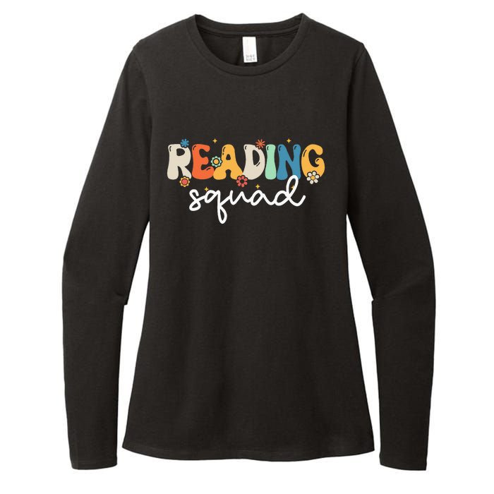 Retro Groovy Reading Squad Girls Cute Reading Teacher Womens CVC Long Sleeve Shirt