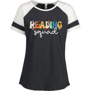 Retro Groovy Reading Squad Girls Cute Reading Teacher Enza Ladies Jersey Colorblock Tee