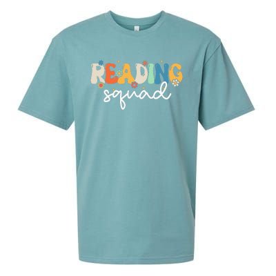 Retro Groovy Reading Squad Girls Cute Reading Teacher Sueded Cloud Jersey T-Shirt