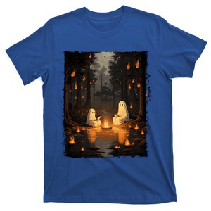 Retro Ghost Reading Book Campfire Halloween Camping Party Funny Gift T-Shirt