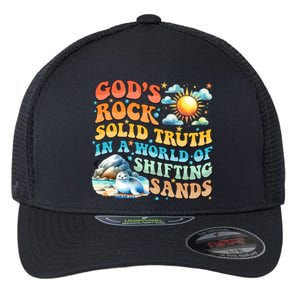 Retro GodS Rock Solid Truth Summer Camp Vbs 2024 Gift Flexfit Unipanel Trucker Cap