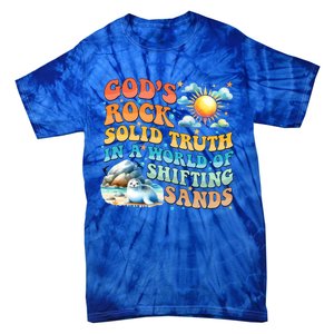 Retro GodS Rock Solid Truth Summer Camp Vbs 2024 Gift Tie-Dye T-Shirt