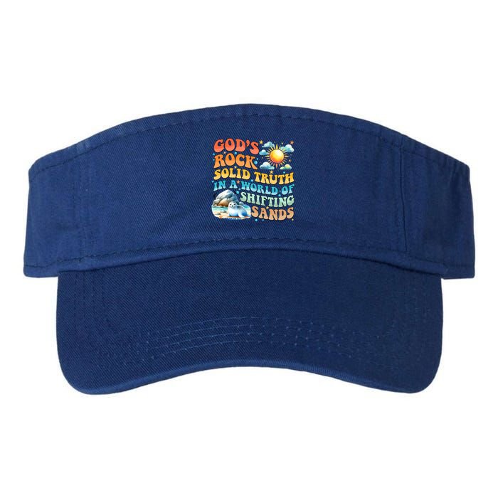 Retro GodS Rock Solid Truth Summer Camp Vbs 2024 Gift Valucap Bio-Washed Visor