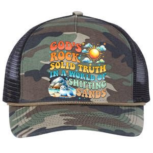 Retro GodS Rock Solid Truth Summer Camp Vbs 2024 Gift Retro Rope Trucker Hat Cap