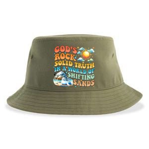 Retro GodS Rock Solid Truth Summer Camp Vbs 2024 Gift Sustainable Bucket Hat