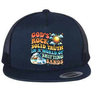 Retro GodS Rock Solid Truth Summer Camp Vbs 2024 Gift Flat Bill Trucker Hat