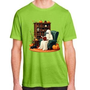 Retro Ghost Reading Books Halloween Teacher 2024 Adult ChromaSoft Performance T-Shirt