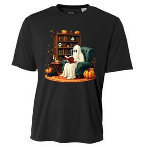 Retro Ghost Reading Books Halloween Teacher 2024 Cooling Performance Crew T-Shirt