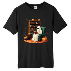 Retro Ghost Reading Books Halloween Teacher 2024 Tall Fusion ChromaSoft Performance T-Shirt