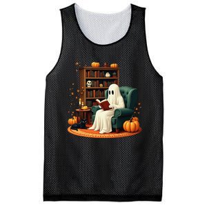 Retro Ghost Reading Books Halloween Teacher 2024 Mesh Reversible Basketball Jersey Tank