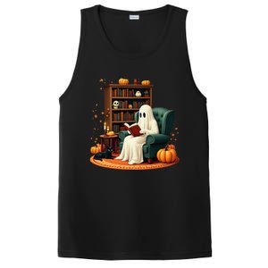 Retro Ghost Reading Books Halloween Teacher 2024 PosiCharge Competitor Tank