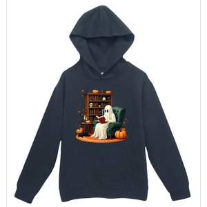 Retro Ghost Reading Books Halloween Teacher 2024 Urban Pullover Hoodie