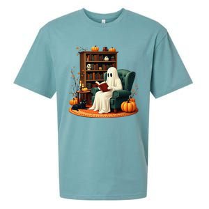 Retro Ghost Reading Books Halloween Teacher 2024 Sueded Cloud Jersey T-Shirt