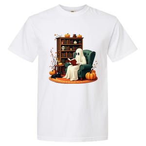 Retro Ghost Reading Books Halloween Teacher 2024 Garment-Dyed Heavyweight T-Shirt