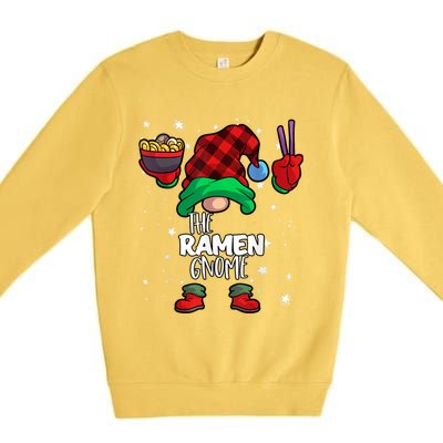 Ramen Gnome Red Buffalo Plaid Matching Family Christmars Premium Crewneck Sweatshirt