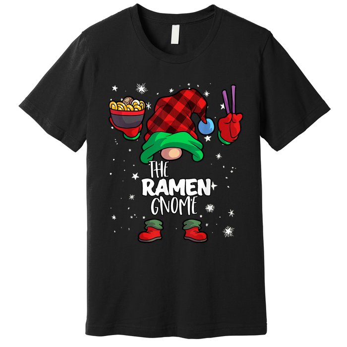 Ramen Gnome Red Buffalo Plaid Matching Family Christmars Premium T-Shirt