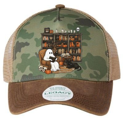 Retro Ghost Reading Books Librarian Ghost Halloween Legacy Tie Dye Trucker Hat