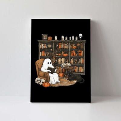 Retro Ghost Reading Books Librarian Ghost Halloween Canvas