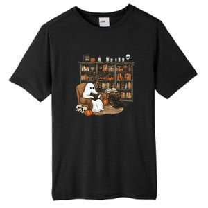 Retro Ghost Reading Books Librarian Ghost Halloween Tall Fusion ChromaSoft Performance T-Shirt