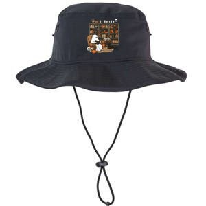 Retro Ghost Reading Books Librarian Ghost Halloween Legacy Cool Fit Booney Bucket Hat