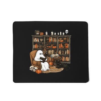 Retro Ghost Reading Books Librarian Ghost Halloween Mousepad