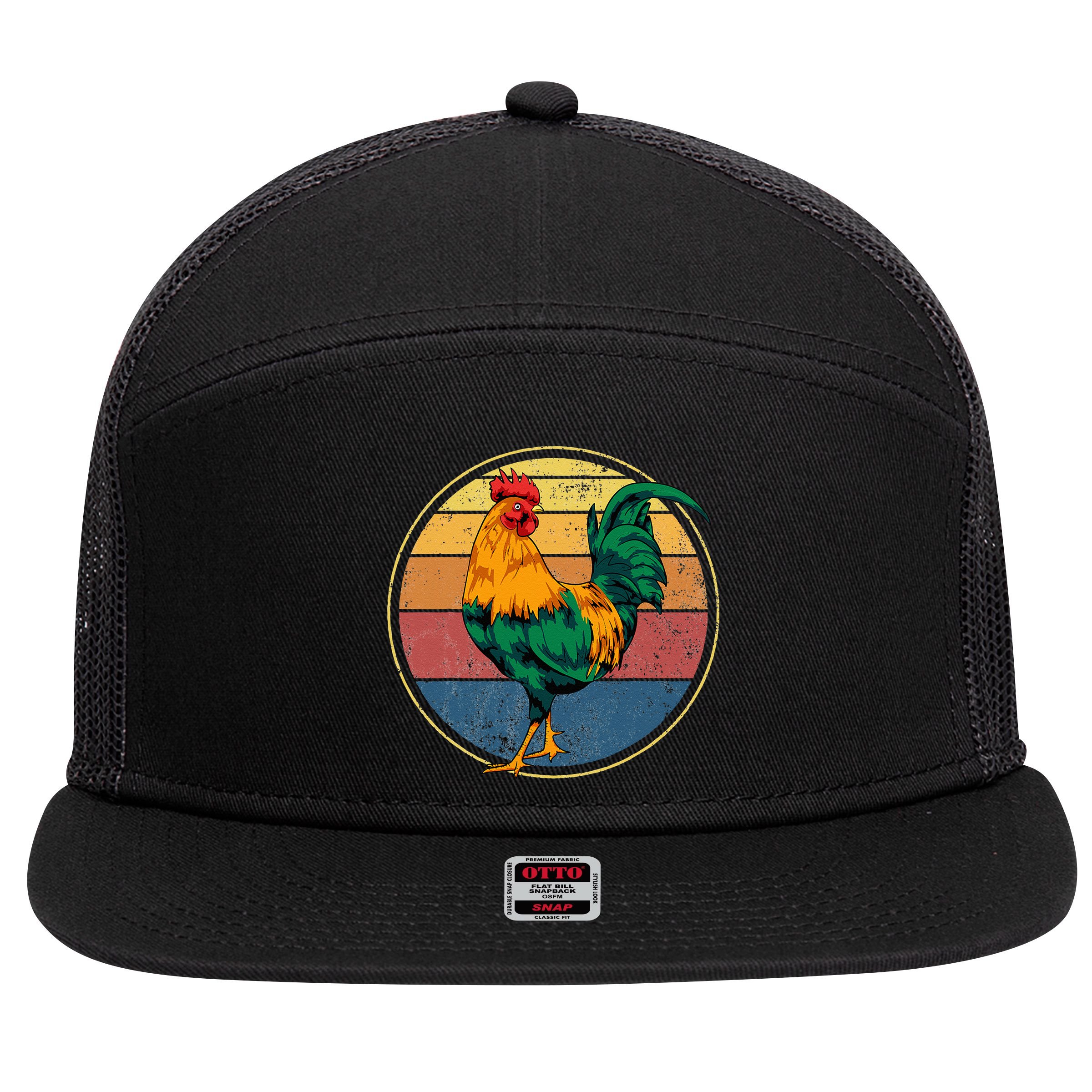 Rooster Gift 7 Panel Mesh Trucker Snapback Hat